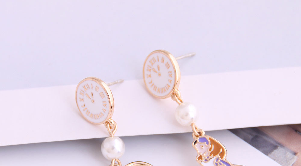 Fashion White Asymmetrical Oil Drop Pearl Princess Alloy Earrings,Stud Earrings