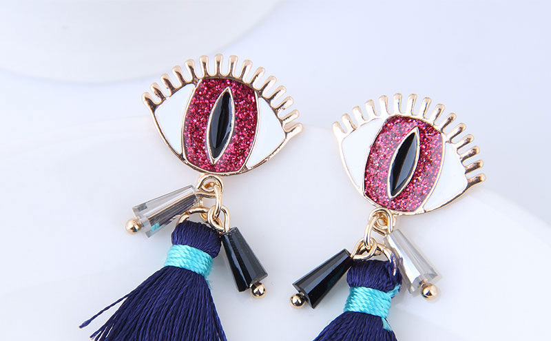 Fashion Royal Blue Eye Dropping Fringe Alloy Stud Earrings,Stud Earrings