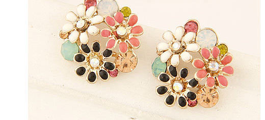 Fashion Color Mixing Drop Alloy Oil Stud Earrings,Stud Earrings