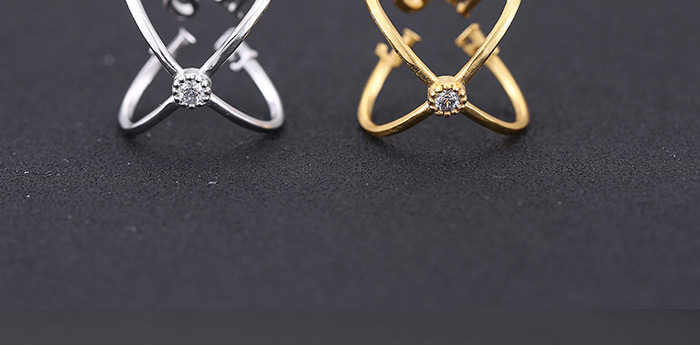 Fashion Golden Cross Open Diamond Alloy Ring,Fashion Rings