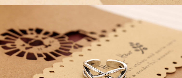 Fashion Silver Woven Cross Hollow Alloy Open Ring,Fashion Rings