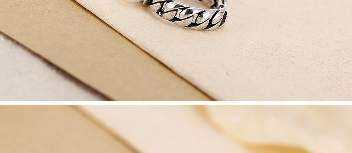 Fashion Silver Pearl Chain Alloy Hollow Open Ring,Fashion Rings