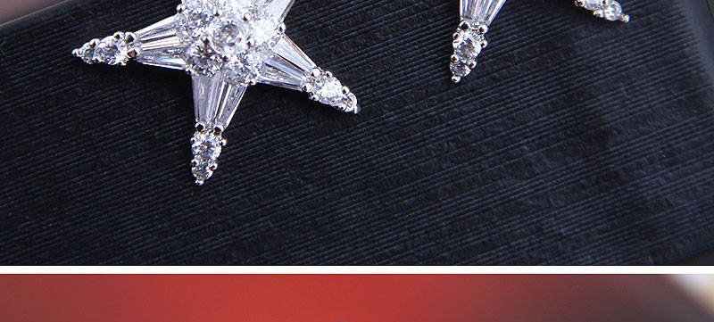 Fashion Silver Copper Micro-inserted Zircon Starfish Earrings,Stud Earrings