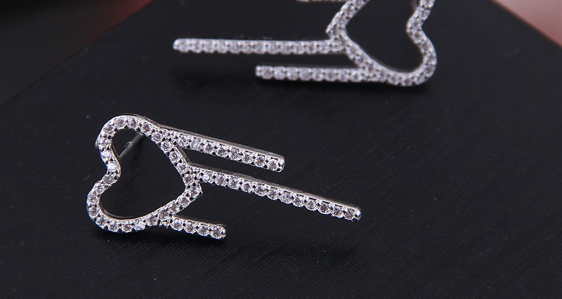 Fashion Silver Carved Drop Earrings With Diamond Pierced Earrings,Stud Earrings