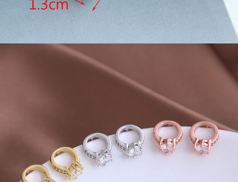 Fashion Silver Diamond Alloy Ring Hoop Earrings,Stud Earrings