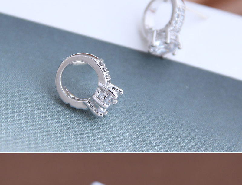 Fashion Silver Diamond Alloy Ring Hoop Earrings,Stud Earrings