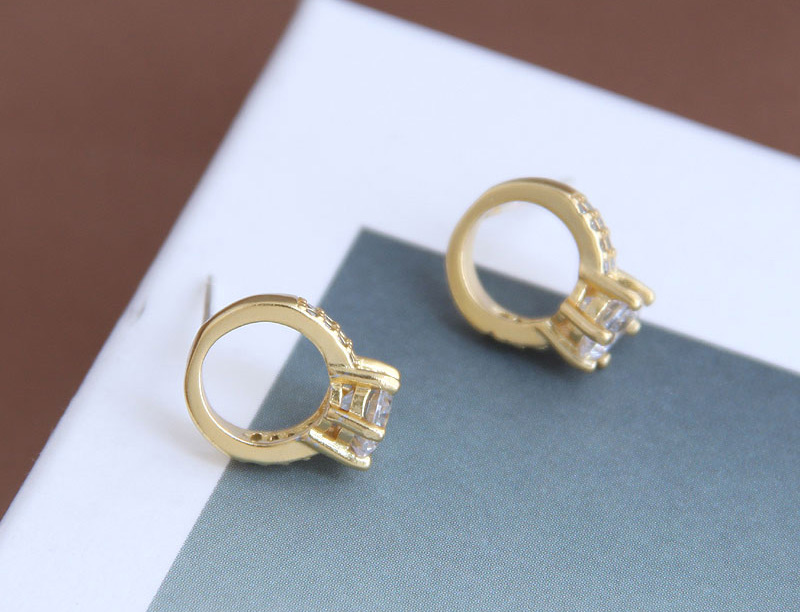 Fashion Rose Gold Diamond Alloy Ring Hoop Earrings,Stud Earrings