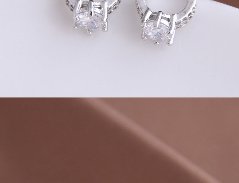 Fashion Rose Gold Diamond Alloy Ring Hoop Earrings,Stud Earrings