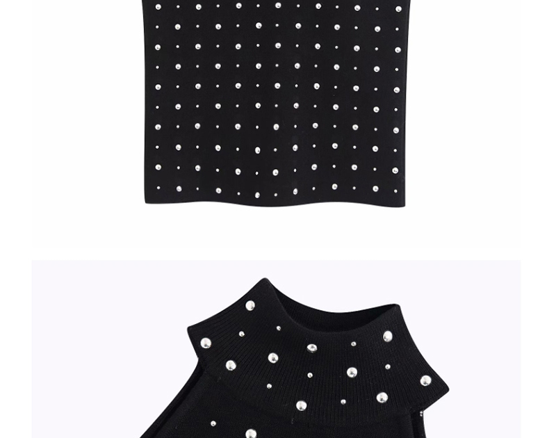 Fashion Black Studded Halter Neck Knit Vest,Sweater