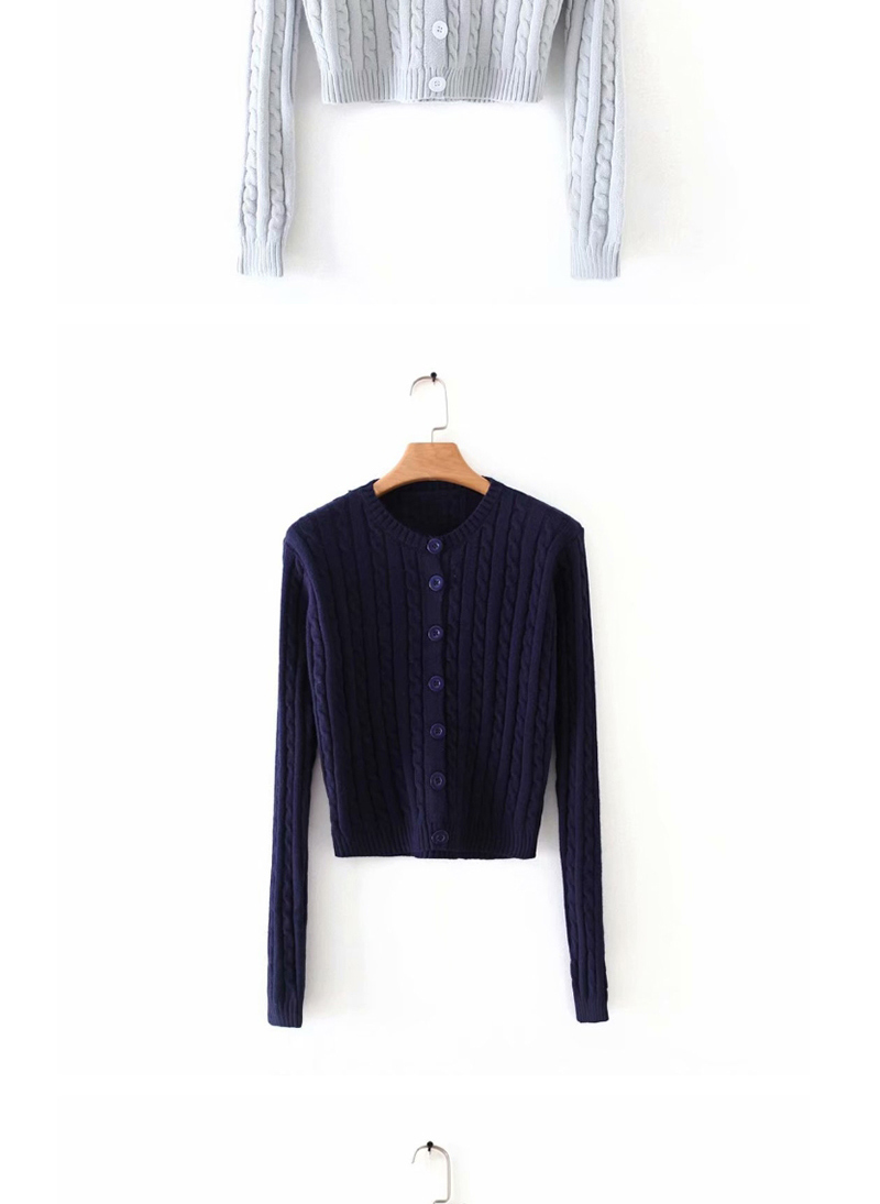 Fashion Navy Twist Knitted Sweater,Sweater