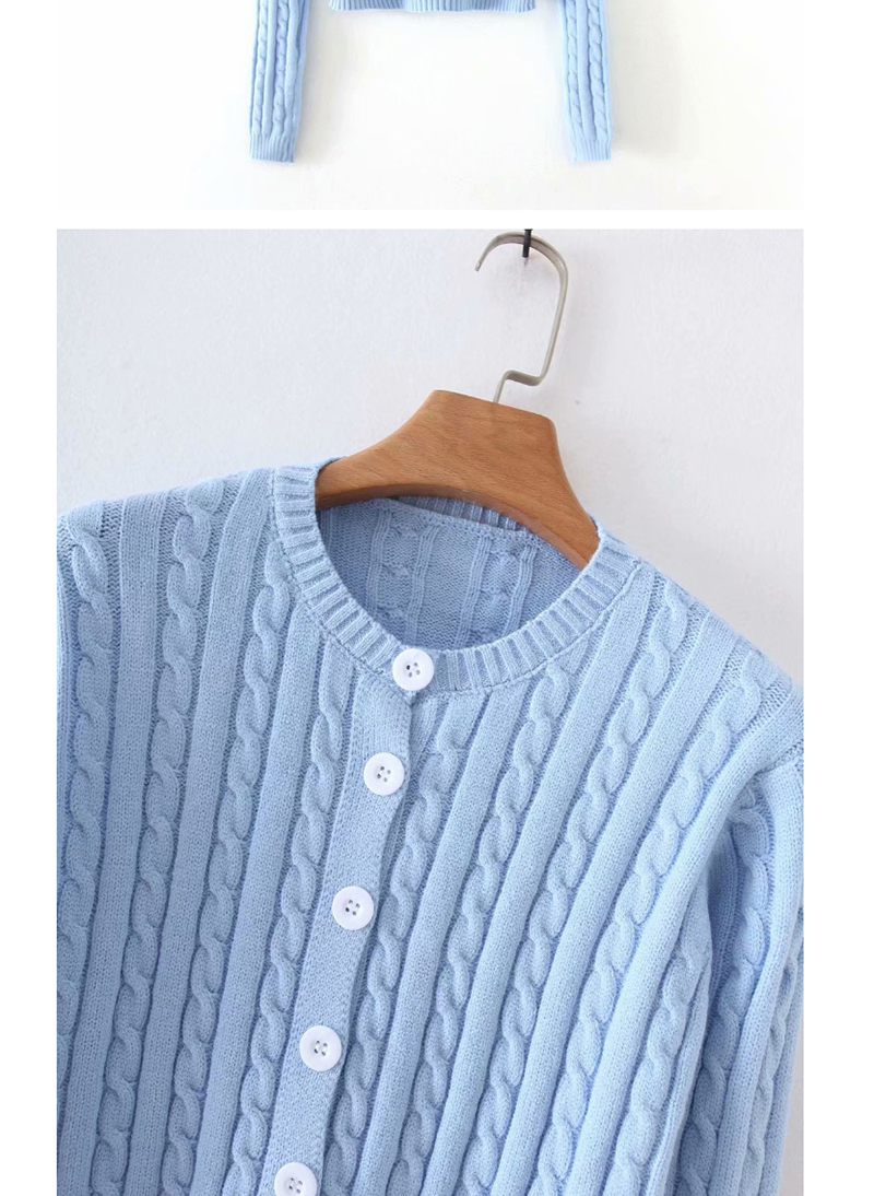Fashion Light Blue Twist Knitted Sweater,Sweater