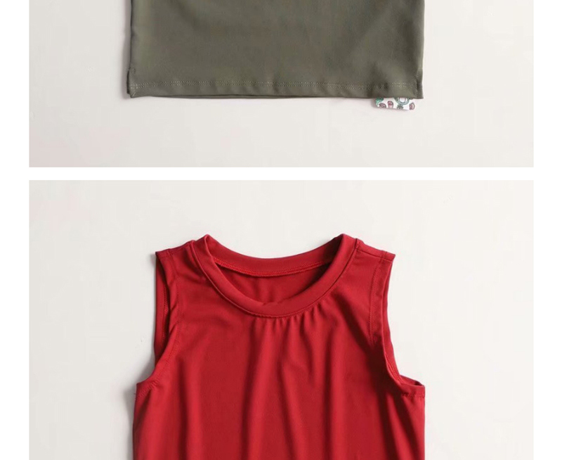 Fashion Army Green Quick-drying Sleeveless T-shirt With Slit On Sides,Tank Tops & Camis
