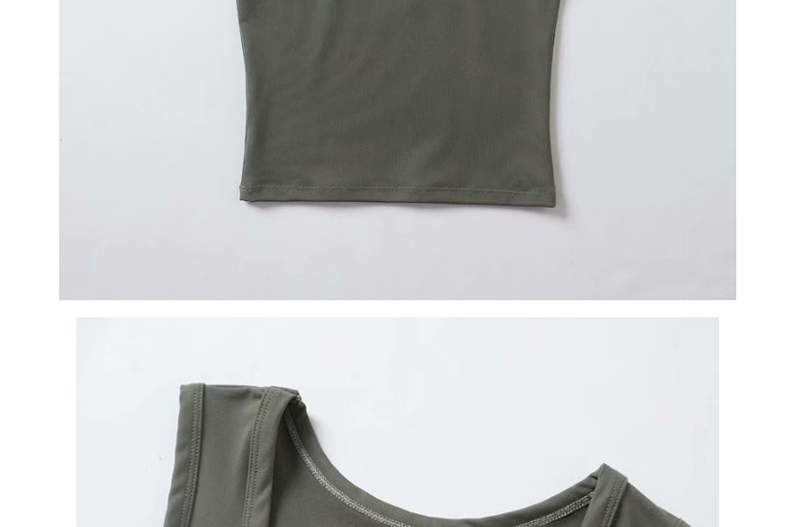 Fashion Army Green Solid Color Quick-drying U-neck Fitness T-shirt,Tank Tops & Camis