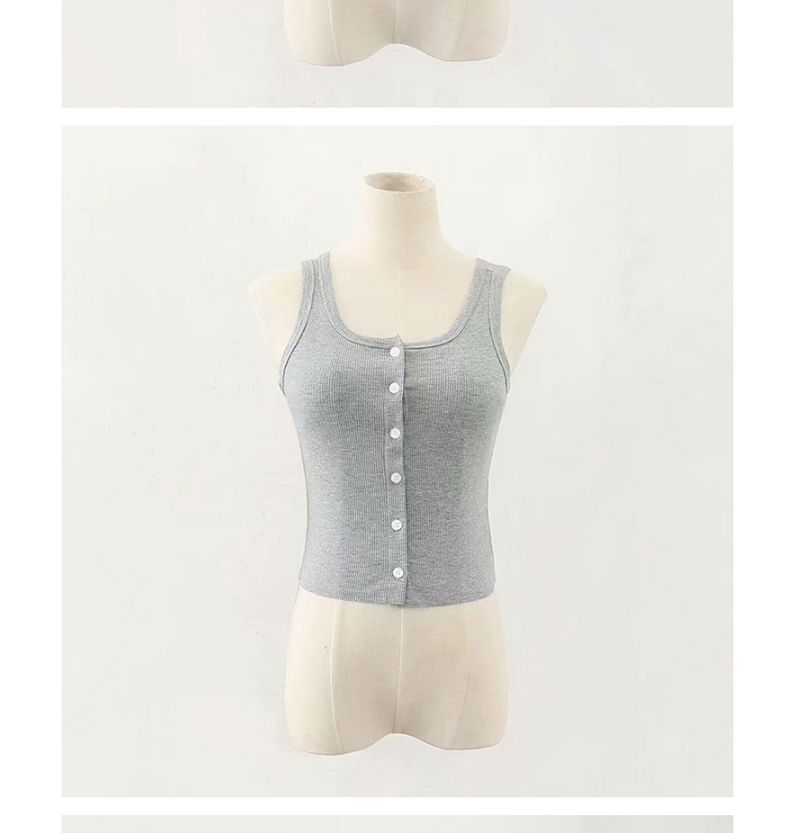 Fashion Gray Blue Single-breasted Cardigan,Tank Tops & Camis