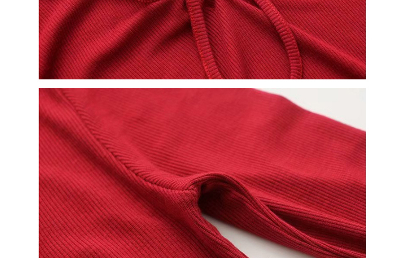 Fashion Red Square Collar Drawstring T-shirt,Tank Tops & Camis