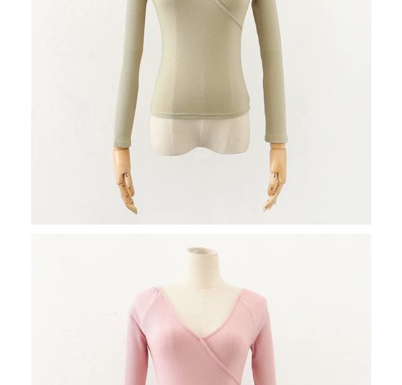Fashion Pink V-neck Long Sleeve T-shirt,Tank Tops & Camis