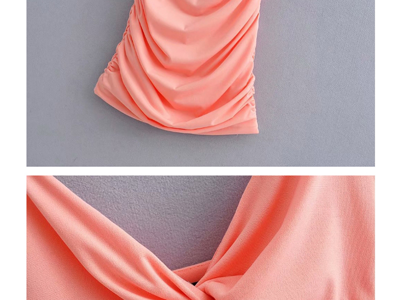 Fashion Pink Strap Pleated Open Back Dress,Mini & Short Dresses