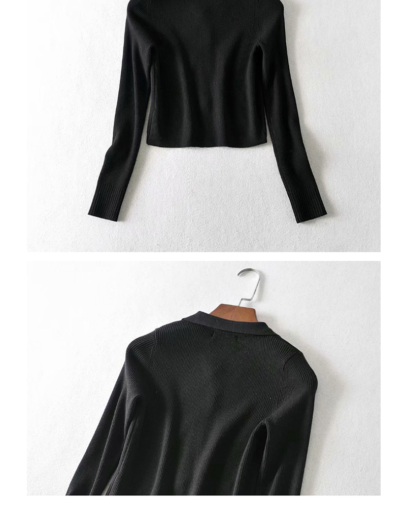 Fashion Black Lapel-breasted Open-neck Sweater,Hair Crown