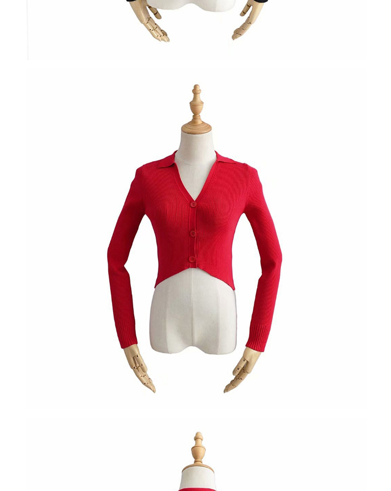 Fashion Red Lapel-breasted Open-neck Sweater,Hair Crown