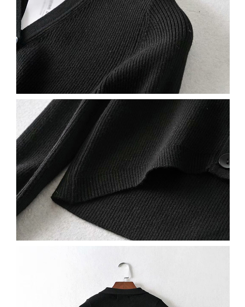 Fashion Black Lapel-breasted Open-neck Sweater,Hair Crown