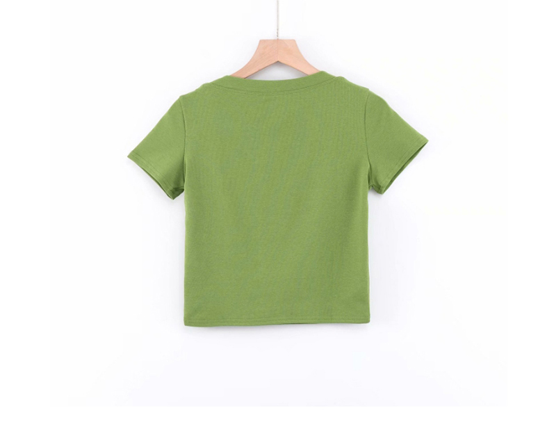 Fashion Green Short-sleeved T-shirt With Shoulder Buttons,Hair Crown