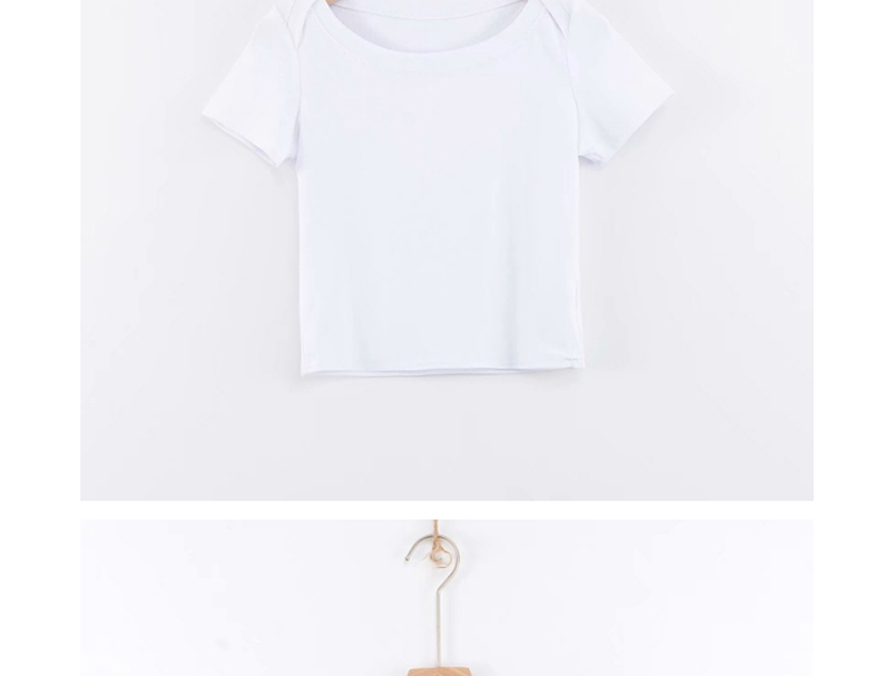 Fashion White Short-sleeved T-shirt With Shoulder Buttons,Hair Crown