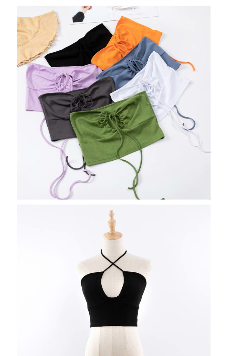 Fashion Black Drawstrings On The Chest,Tank Tops & Camis
