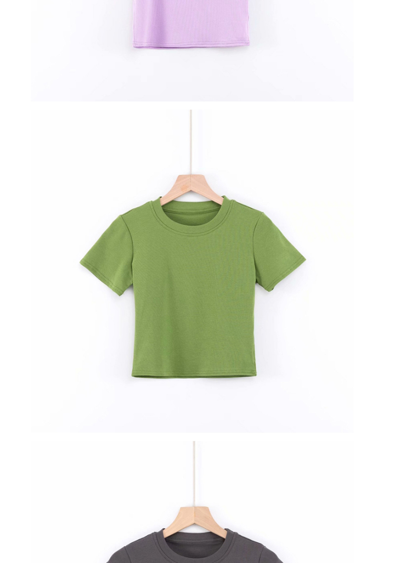 Fashion Green Crew Neck Knit T-shirt,Tank Tops & Camis