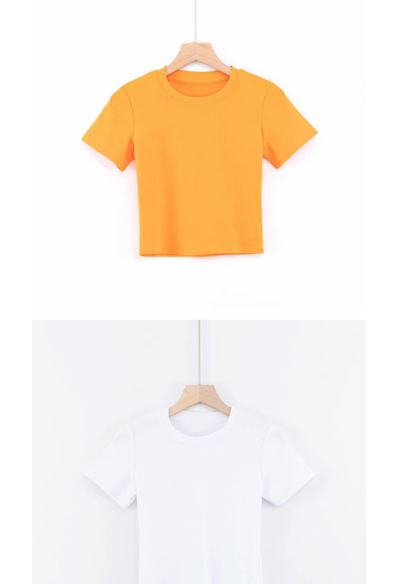 Fashion Orange Crew Neck Knit T-shirt,Hair Crown