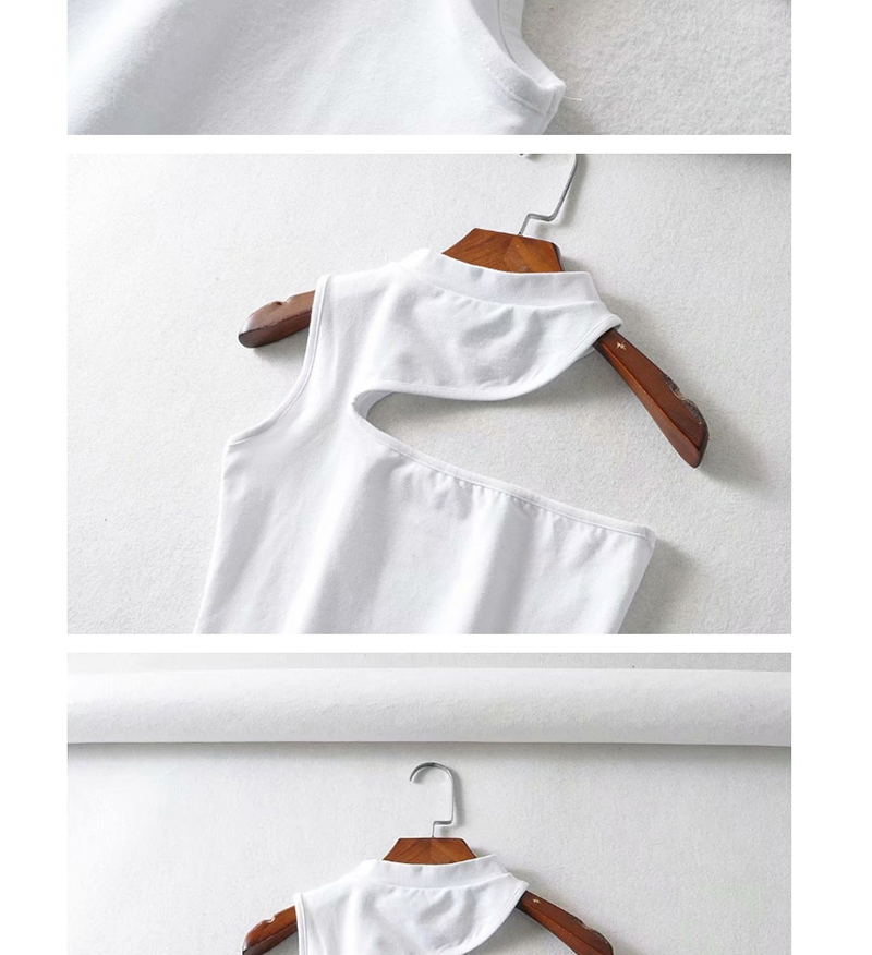 Fashion White Irregular Oblique Shoulder Wrap Chest Vest,Tank Tops & Camis