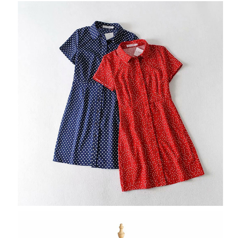 Fashion Red Starry Little Lapel Row Dress,Mini & Short Dresses