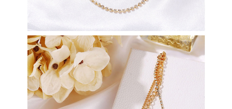 Fashion Golden Three-layer Necklace With Diamonds,Multi Strand Necklaces
