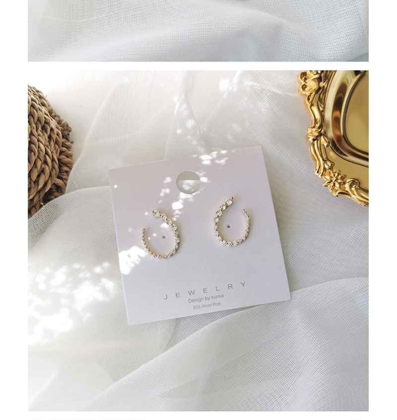 Fashion Golden  Silver Needle Flash Diamond Open Oval Earrings,Stud Earrings