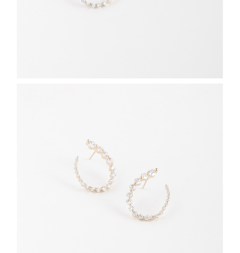 Fashion Golden  Silver Needle Flash Diamond Open Oval Earrings,Stud Earrings