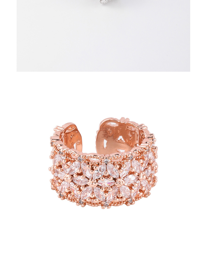 Fashion Golden Micro Diamond Flower Open Ring,Rings