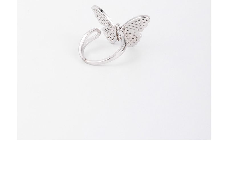 Fashion Silver Micro Open Diamond Butterfly Ring,Rings