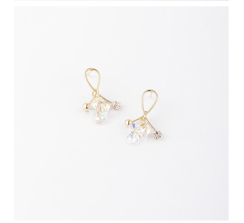 Fashion Golden  Silver Pin Colored Diamond Geometric Cross Stud Earrings,Drop Earrings