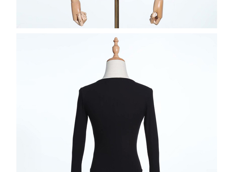 Fashion Black Buttoned Long Sleeve Jumpsuit,Bodysuits