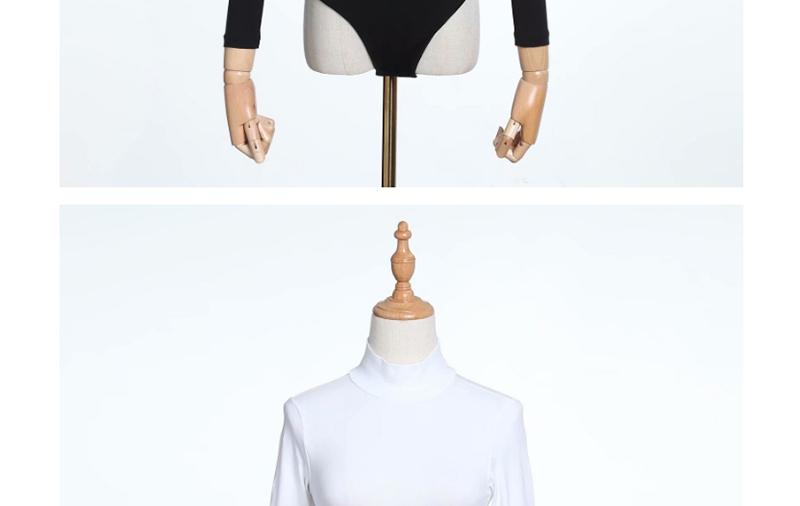 Fashion White Open Back Collar Long Sleeve Jumpsuit,Bodysuits