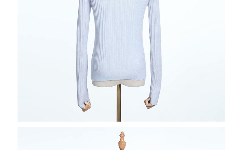 Fashion Light Blue V-neck Single-breasted Knitted Cardigan,Sweater