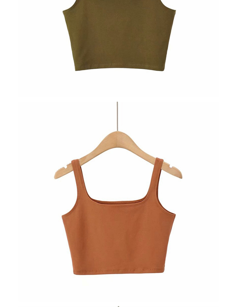 Fashion Army Green Square Collar Short Camisole,Tank Tops & Camis
