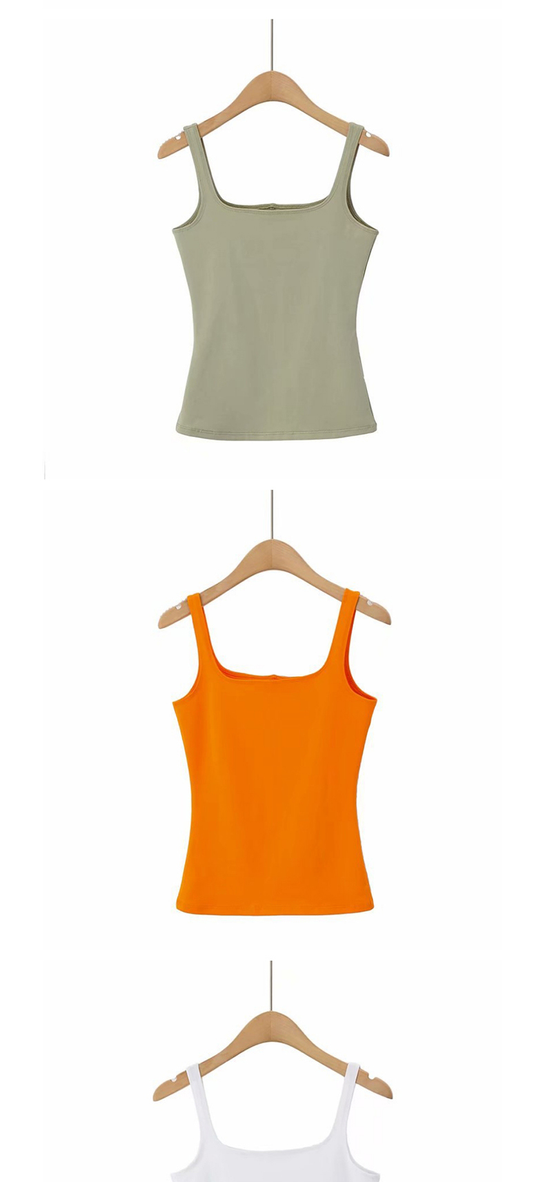 Fashion Orange Square Collar Long T-shirt Vest,Tank Tops & Camis