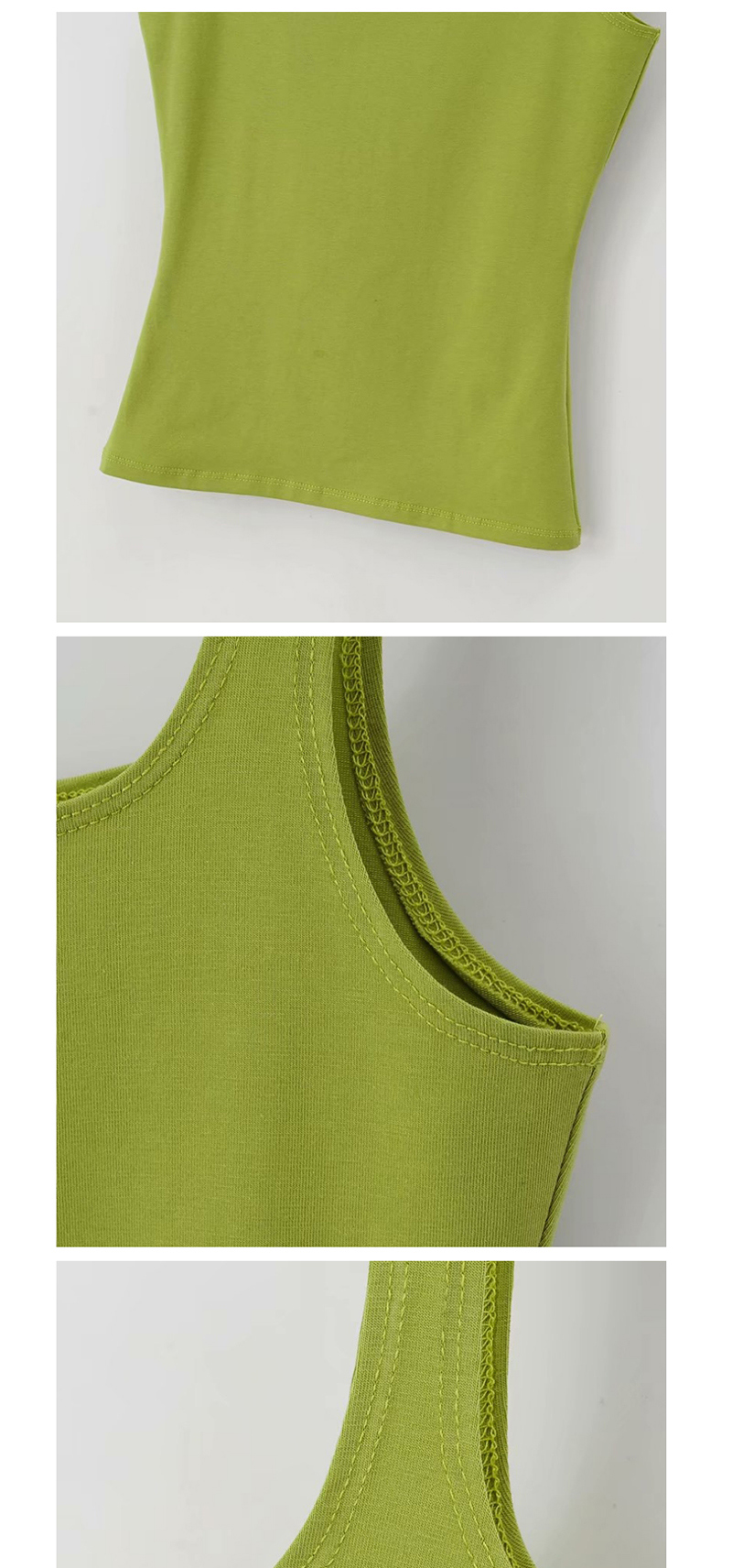 Fashion Grass Green Square Collar Long T-shirt Vest,Tank Tops & Camis