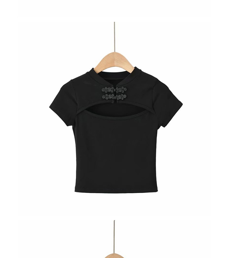 Fashion Black Chest Open T-shirt,Tank Tops & Camis