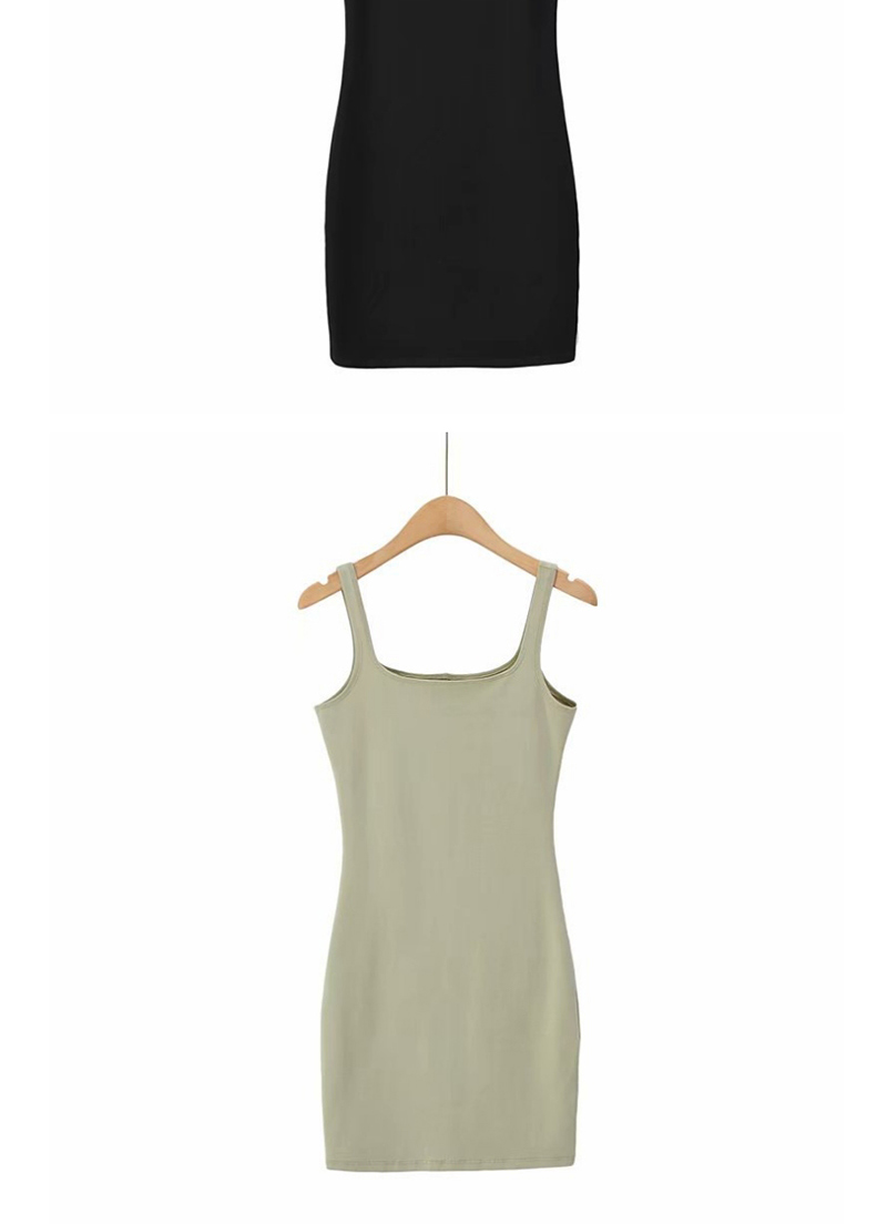 Fashion Army Green Square Collar Vest Dress,Mini & Short Dresses