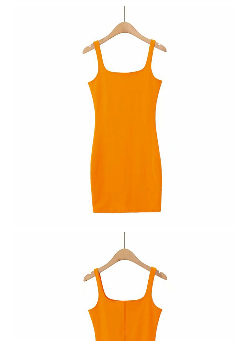 Fashion Coral Square Collar Vest Dress,Mini & Short Dresses