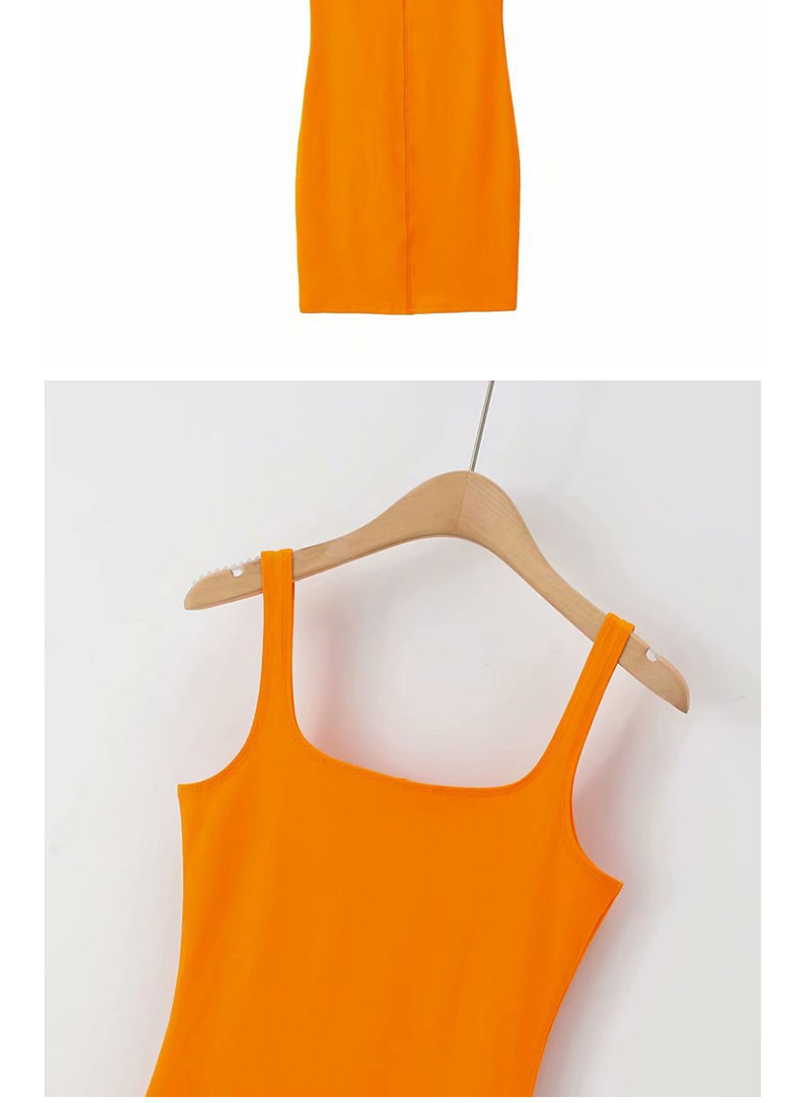 Fashion Orange Square Collar Vest Dress,Mini & Short Dresses