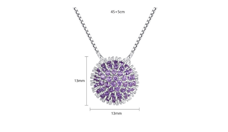 Fashion Purple Cubic Zircon Sunflower Necklace,Necklaces