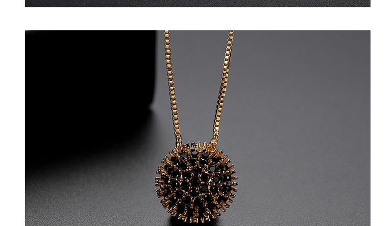 Fashion Black Cubic Zircon Sunflower Necklace,Necklaces