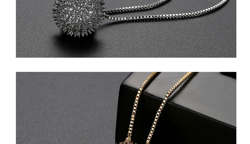 Fashion Black Cubic Zircon Sunflower Necklace,Necklaces